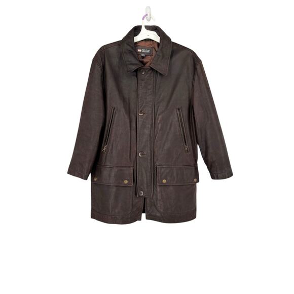 Banana Republic Cabinwear Tumble Leather Jacket Button Full Zip Closure Mens Med - Picture 2 of 11